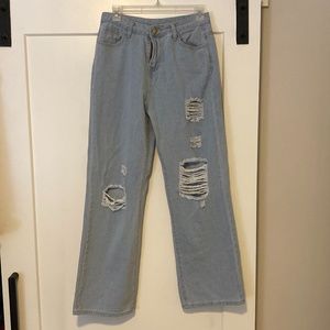 Ripped wide leg jeans